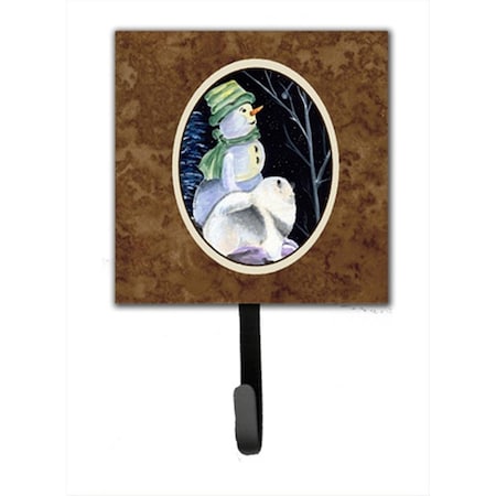 Jensendistributionservices 4.25 x 6 in. Snowman with Keeshond Leash Or Key Hook MI1657258